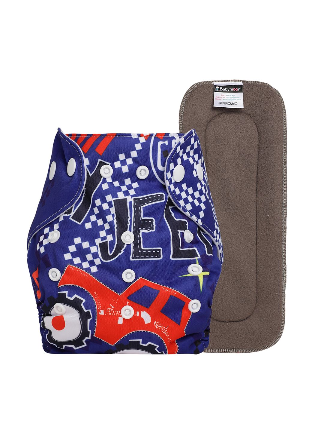 Babymoon Kids Printed Washable Adjustable Reusable Cloth Diaper with 1 Insert-picture-15