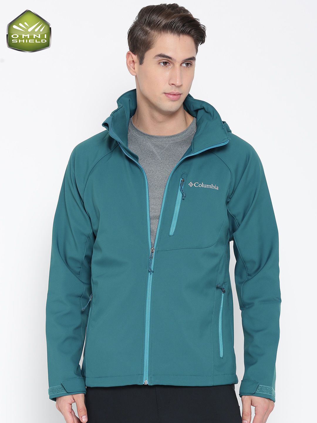 Columbia Men Blue Cascade Ridge II Softshell Winter Outdoor Jacket with Detachable Hood-picture-25
