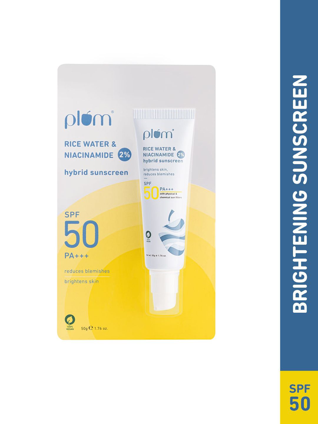 Plum 2 Niacinamide & Rice Water Hybrid Face Sunscreen with SPF 50 & PA