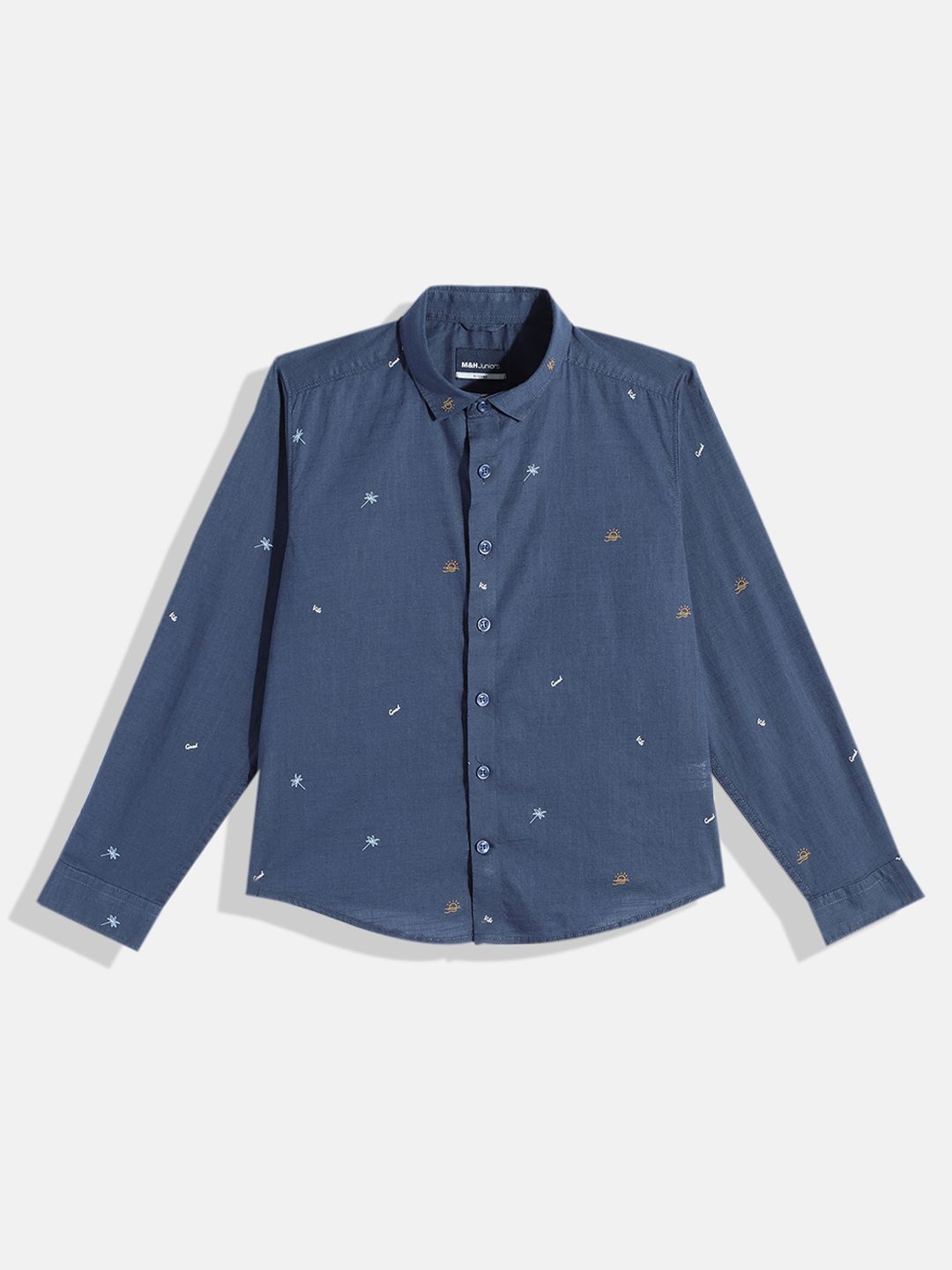 M&H Juniors Boys Conversational Opaque Printed Pure Cotton Casual Shirt-picture-30