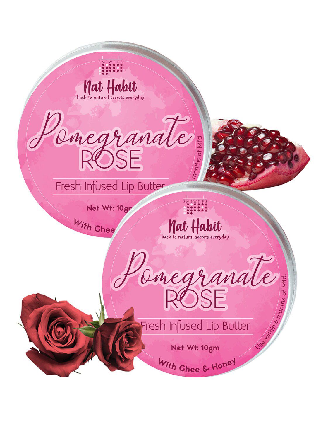 Nat Habit Set of 2 Pomegranate Rose Fresh Infused Lip Butter with Ghee  Honey - 10 g each-picture-54