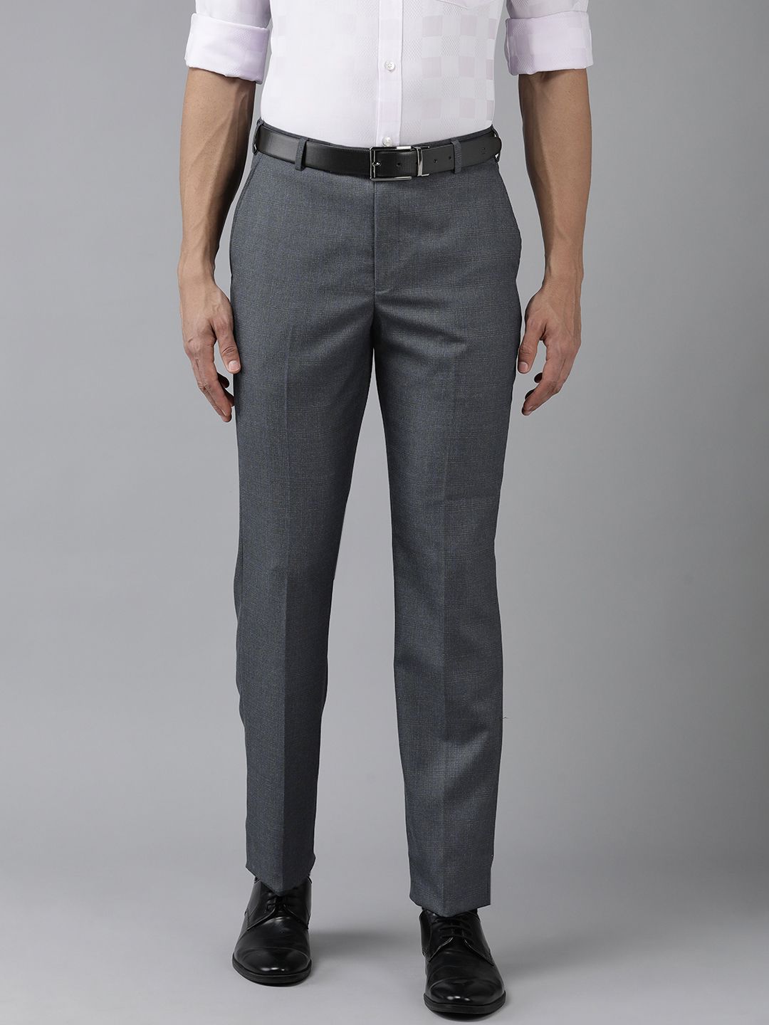 Park Avenue Men Mid-Rise Checked Smart Trousers-picture-44