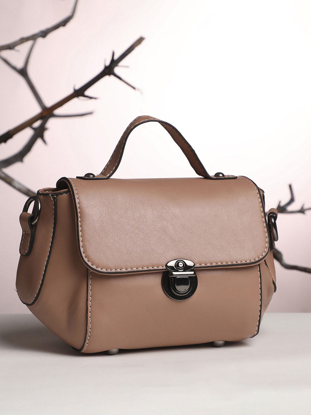 HAUTE SAUCE by Campus Sutra PU One Handle Structured Satchel Handbags-picture-27