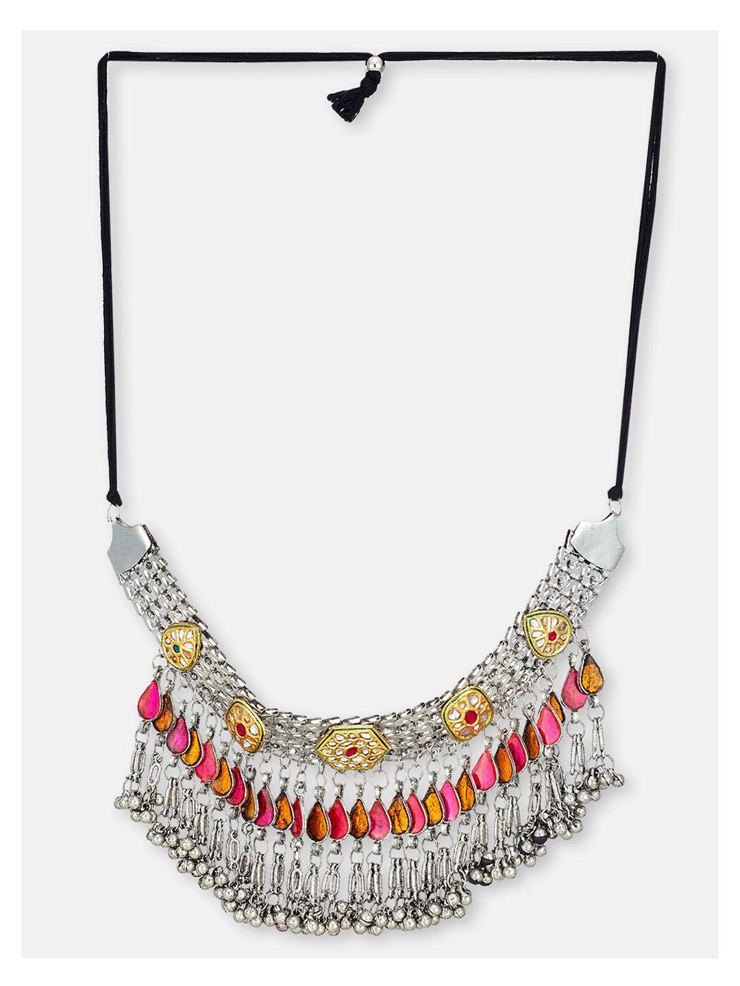 ATIBELLE German Silver-Plated Kundan Studded Necklace