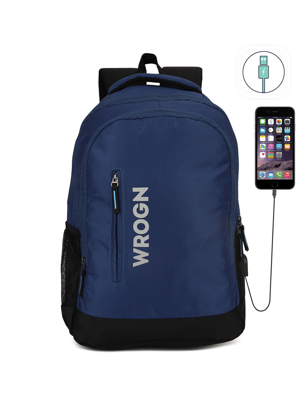 wrogn x fwd WROGN Typography Backpack with USB Charging Port-picture-53