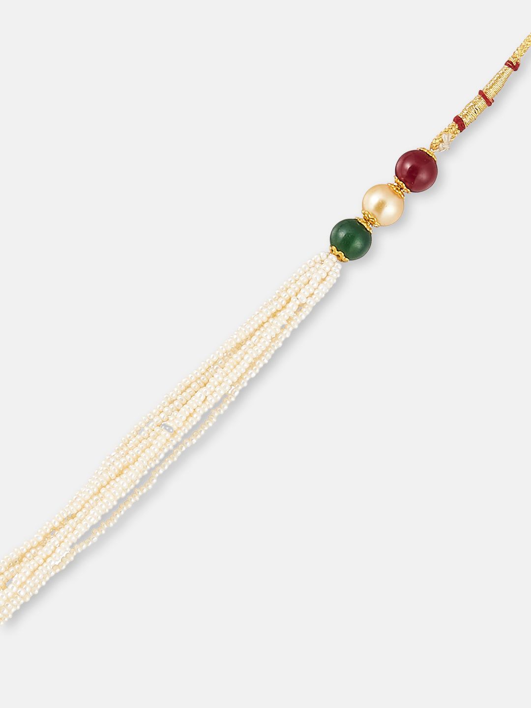 ATIBELLE Gold-Plated Stone-Studded & Pearl Beaded Jewellery Set