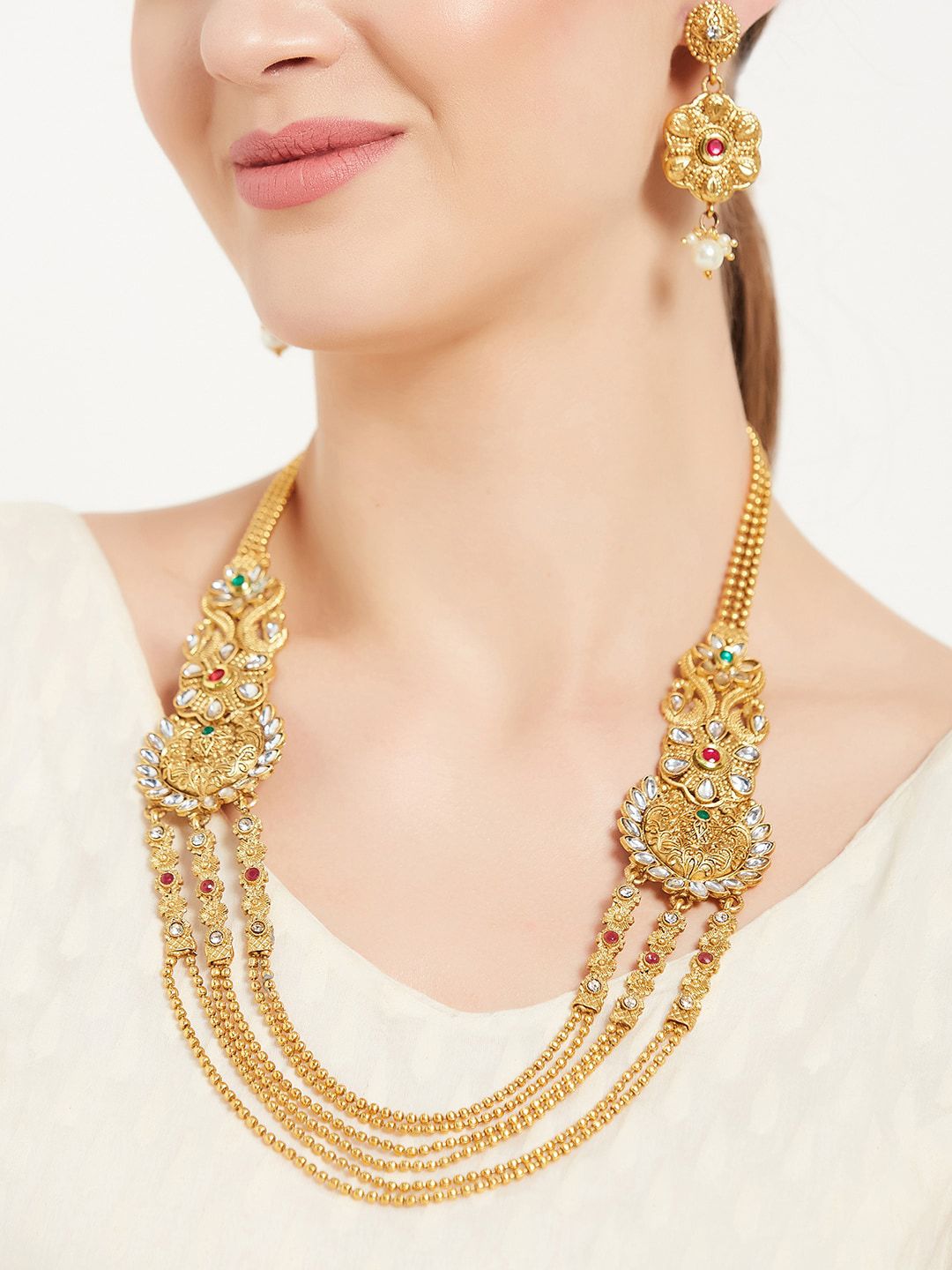 ATIBELLE Gold-Plated Stone-Studded Jewellery Set