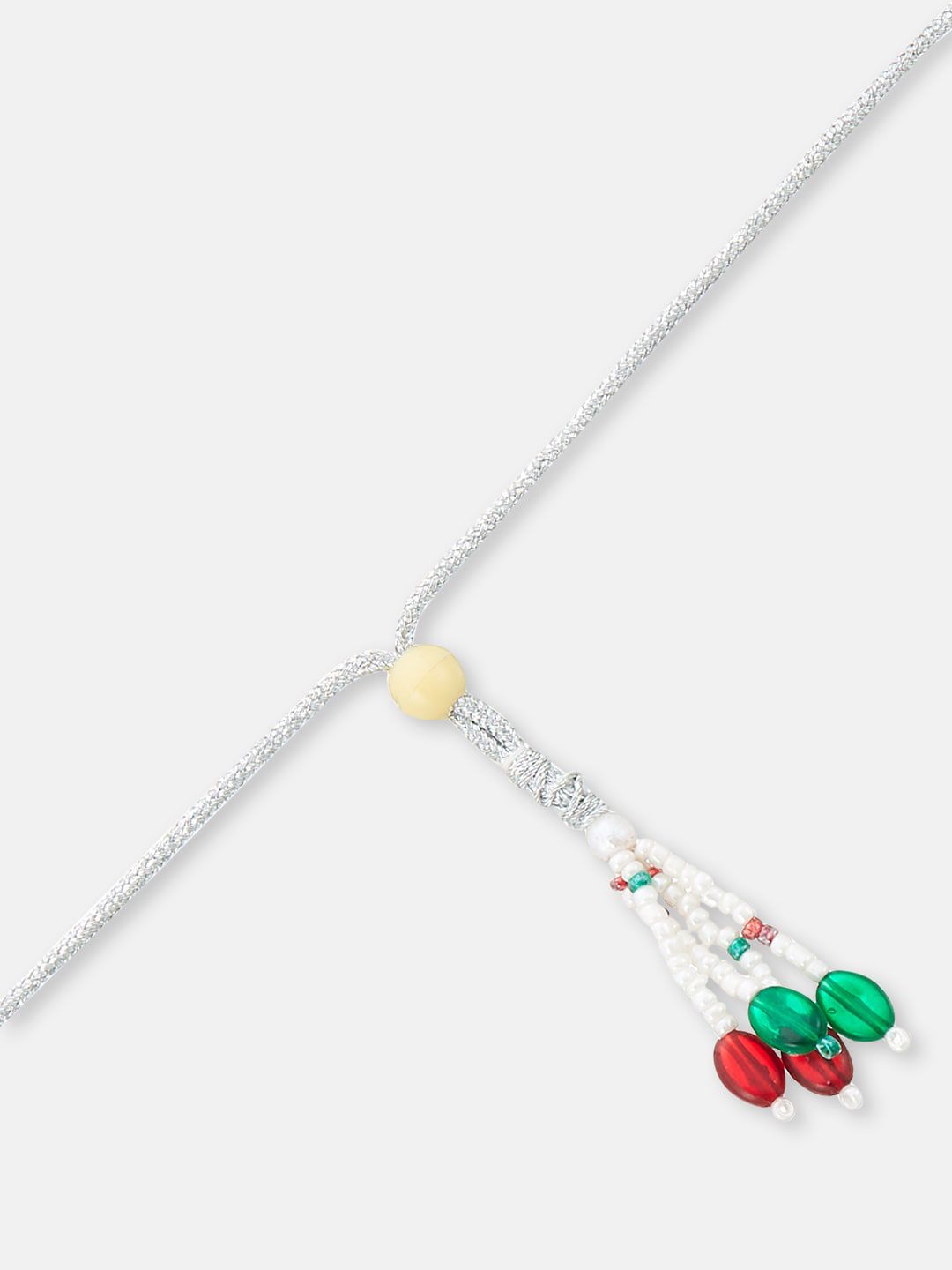ATIBELLE Silver-Plated Floral Stone-Studded & Beaded Choker Necklace Set