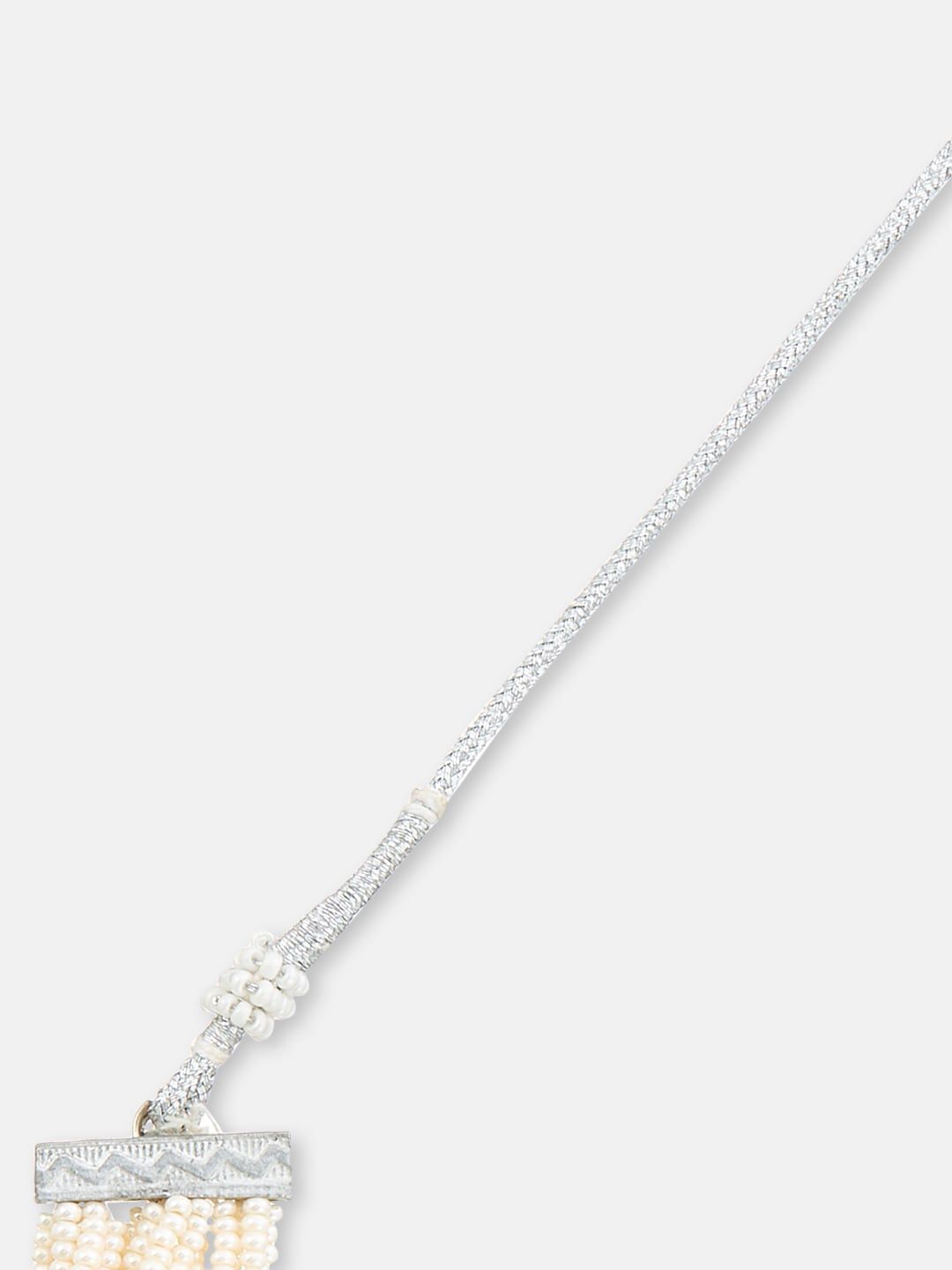 ATIBELLE Silver-Plated Floral Stone-Studded & Beaded Choker Necklace Set