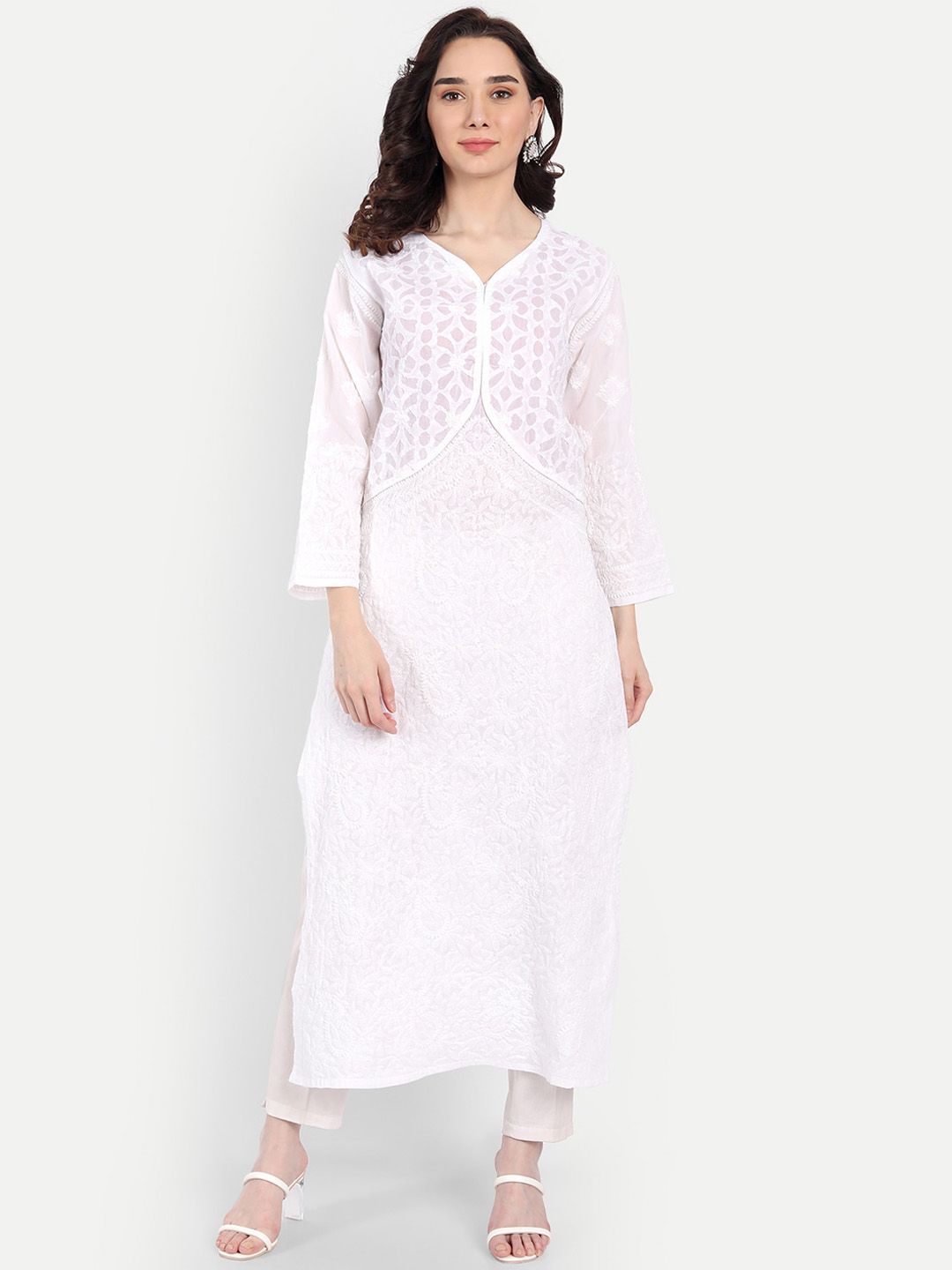 Indiankala4u Ethnic Motifs Embroidered Chikankari Kurta-picture-34