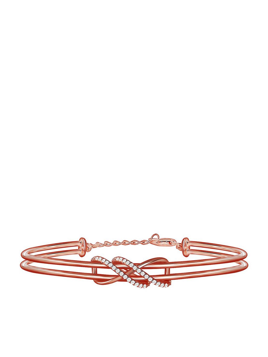 GIVA 925 Sterling Silver & Rose Gold-Plated Cubic Zirconia Bangle-Style Bracelet-picture-46