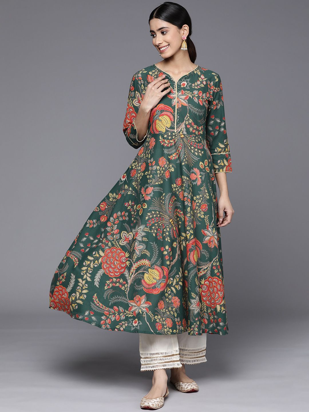 Varanga Floral Printed Cotton Anarkali Kurta-picture-34