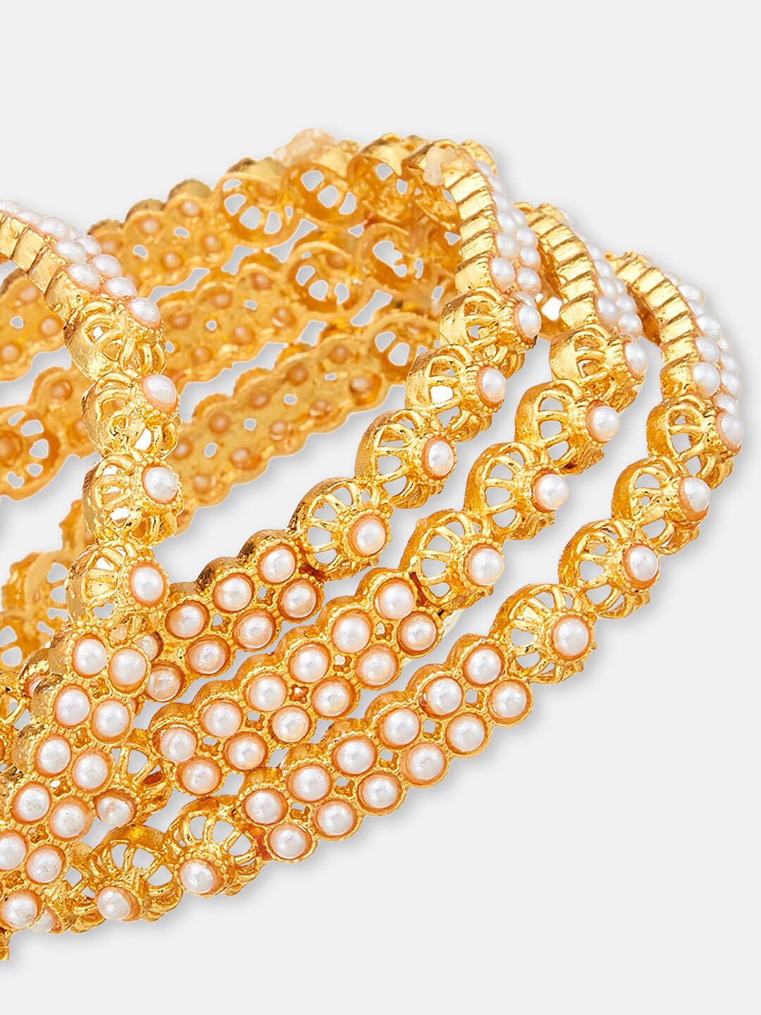 ATIBELLE Set Of 4 Gold-Plated Beaded Bangles