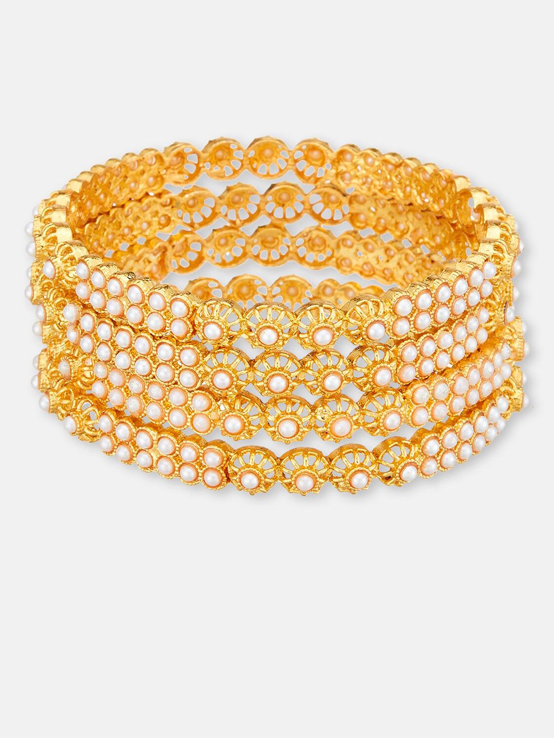 ATIBELLE Set Of 4 Gold-Plated Beaded Bangles