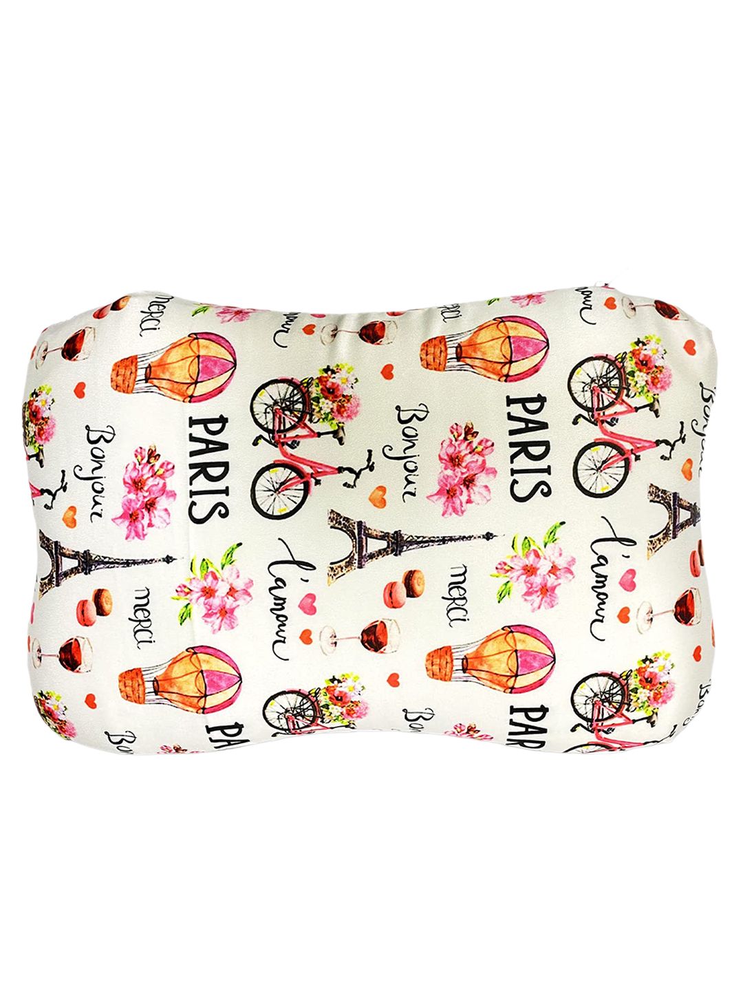 Sleepsia Kids White & Red Paris Printed Butterfly Shape Pillow-image-5