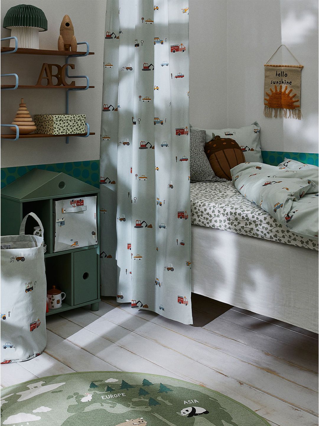 H&M Kids Sea Green 2-Pack Patterned Cotton Curtains-picture-23