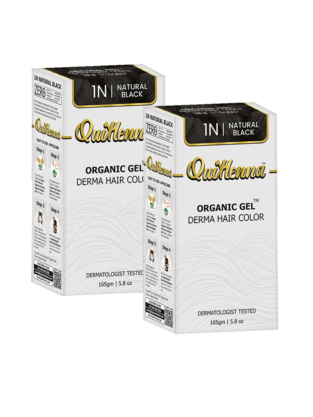 QUIKHENNA Set of 2 Organic Gel Derma Ammonia-Free Hair Color 165g each - Natural Black 1N-picture-30