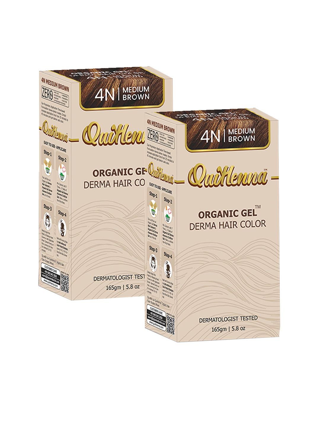 QUIKHENNA Set of 2 Organic Gel Derma Hair Color 165 g Each - Medium Brown 4N-picture-28