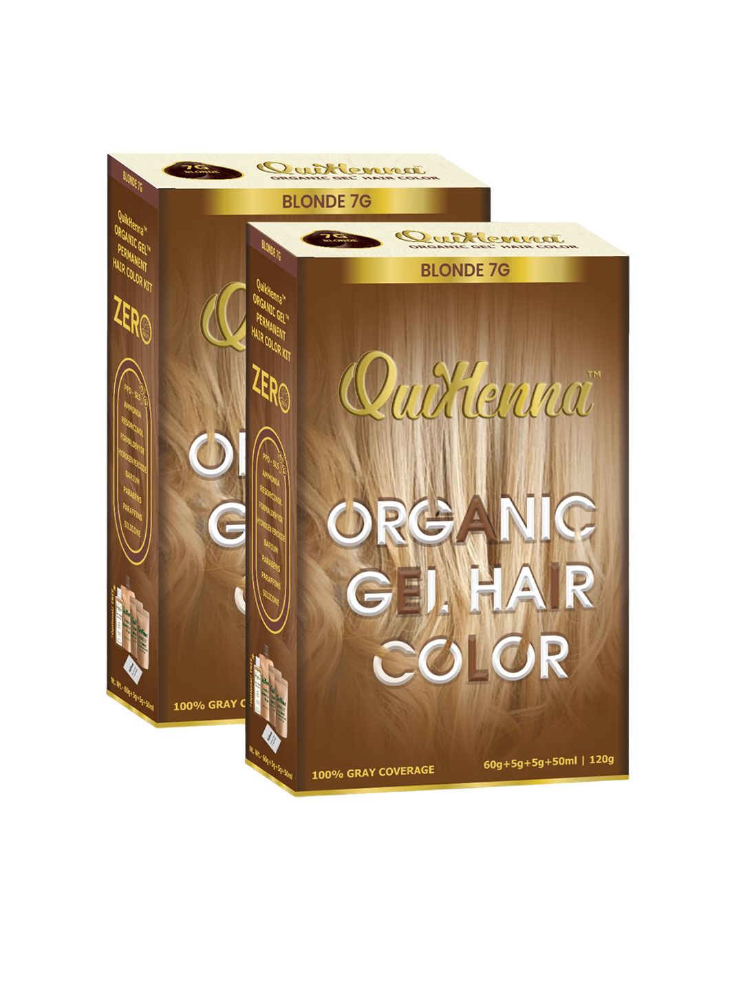 QUIKHENNA Set of 2 Organic Gel Ammonia Free Hair Colour 120 g Each - Blonde 7G-picture-21