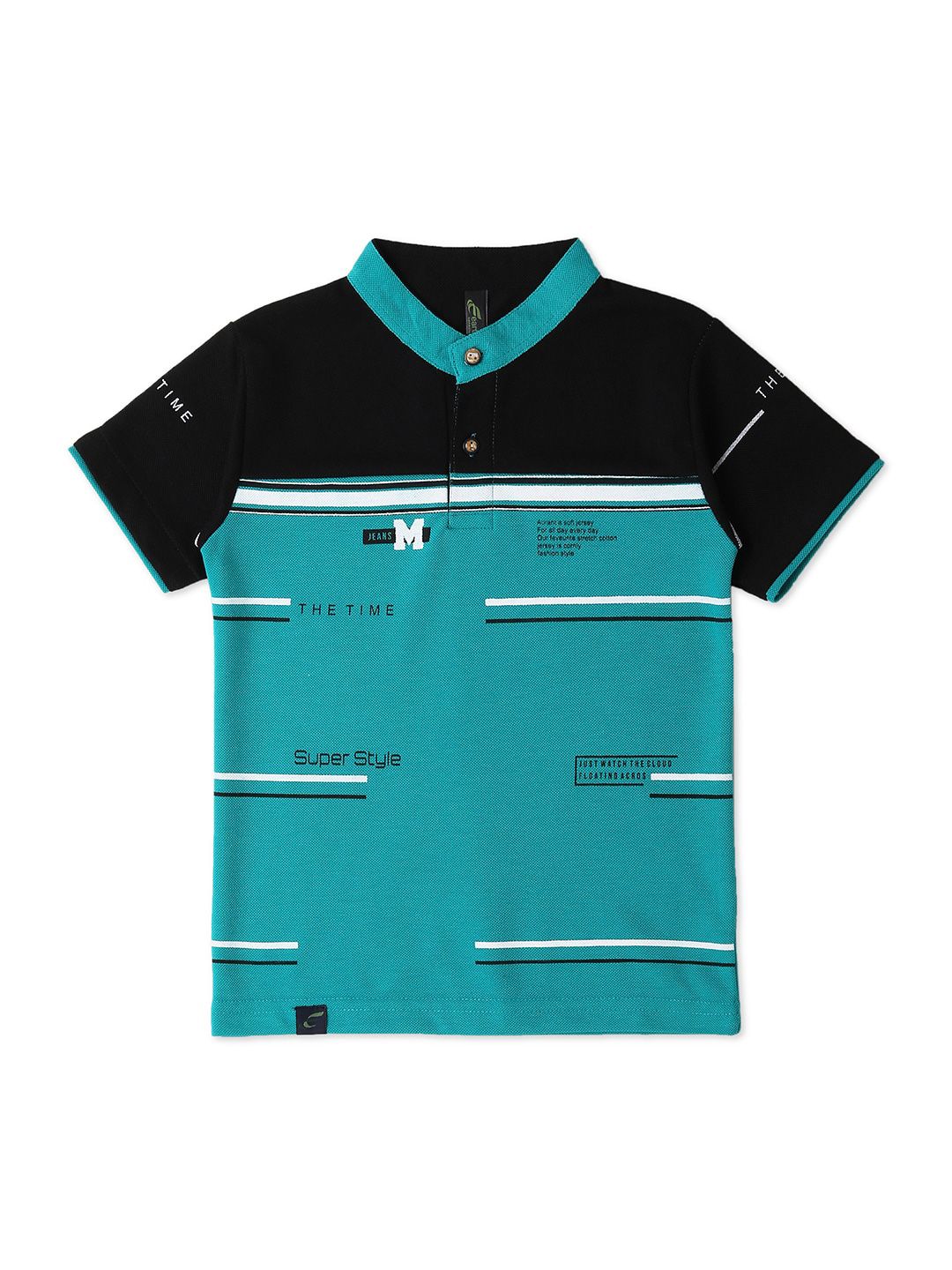 earth conscious Boys Colourblocked Band Collar Cotton T-shirt-picture-27