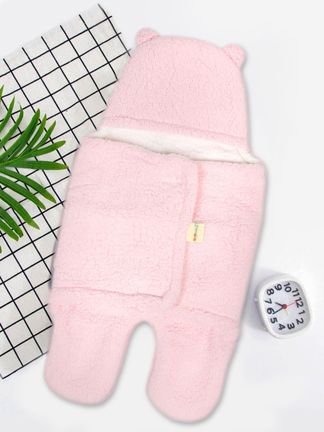 OyO Baby Pink Fleece Heavy Winter 350 GSM Hooded Blanket Wrapper-image-33