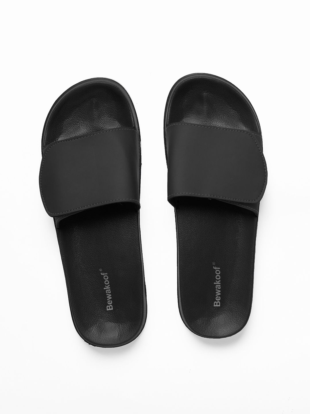 Bewakoof Men Black Printed Velcro Rubber Sliders-picture-42
