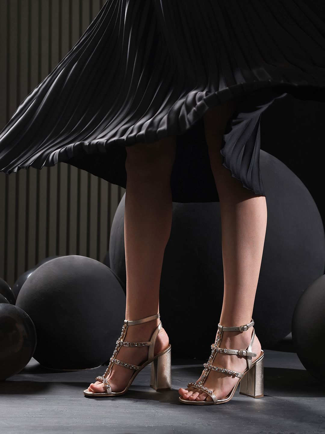 Saint G Embellished Strappy Leather Block Heels-picture-10