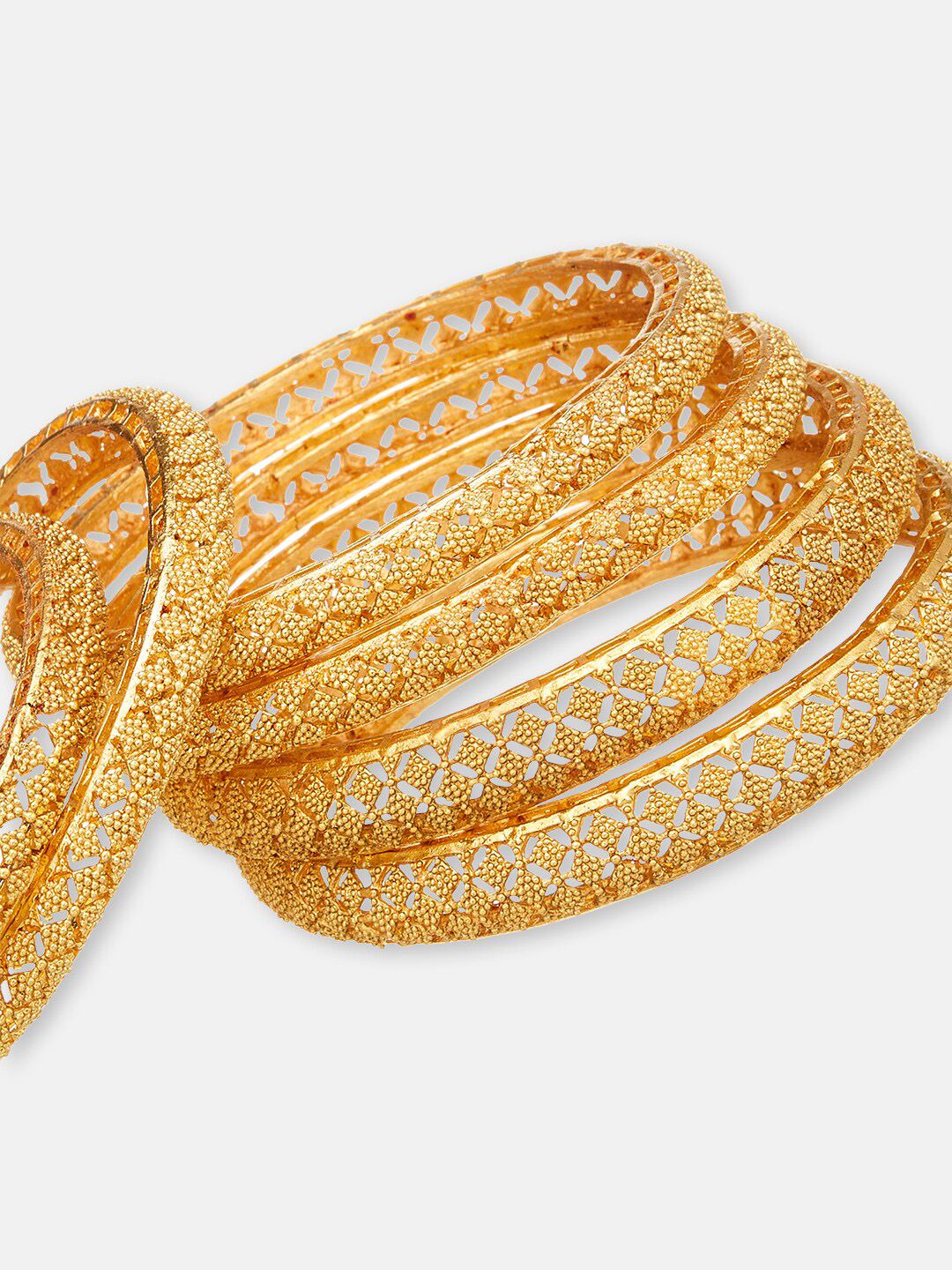 ATIBELLE Set Of 6 Gold-Plated Intricate Textured Design Bangles