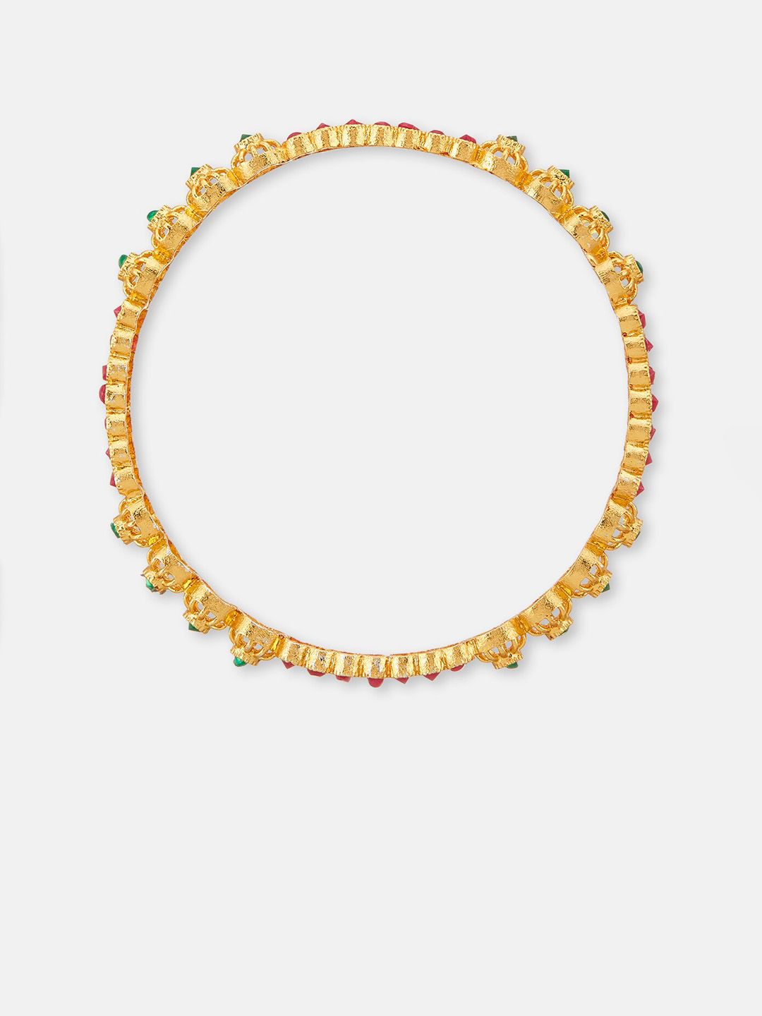 ATIBELLE Set Of 4 Gold-Plated Stones-Studded Bangles
