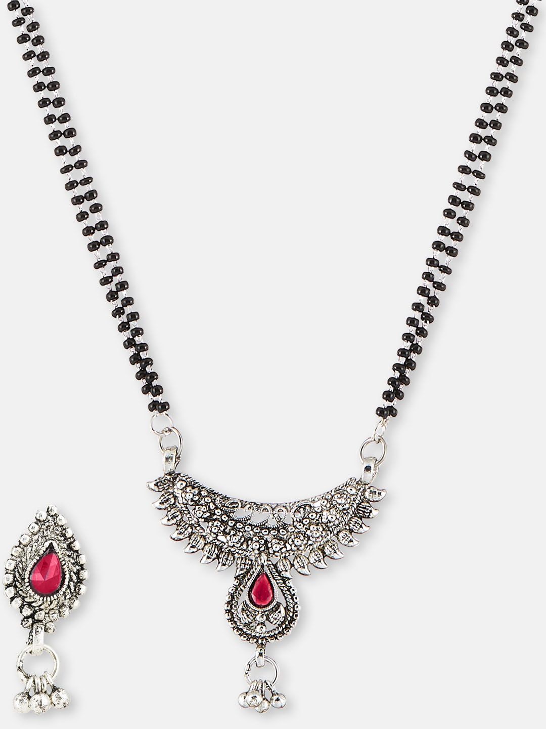 ATIBELLE Set Of 2 Gold-Plated Stone-Studded & Beaded Mangalsutra