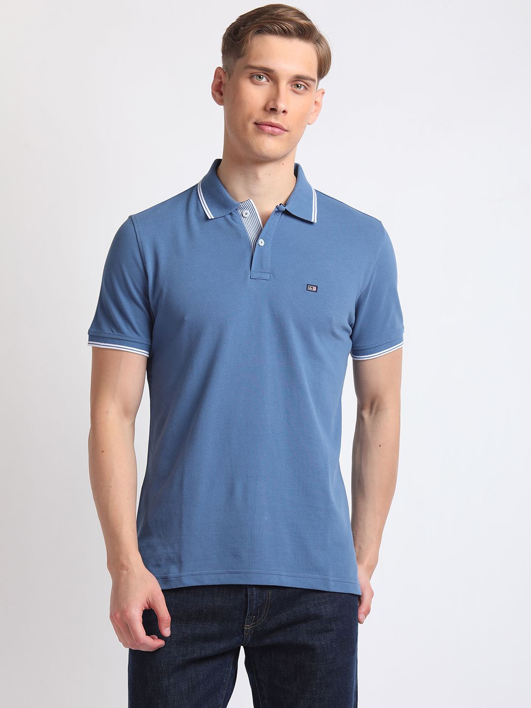 Arrow Sport Pure Cotton Tipped Solid Pique Polo Shirt-picture-35