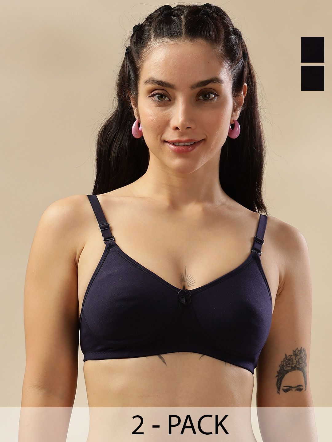 Dollar Missy Pack Of 2 Lightly Padded Non-Wired Anti Microbial Cotton T-shirt Bra