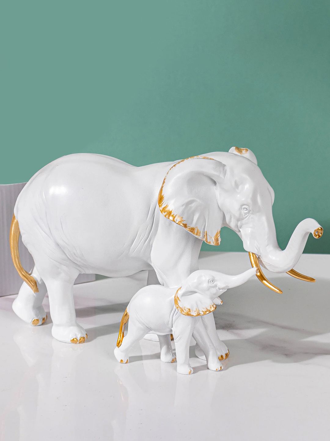 Nestasia White & Gold-Toned Elephant Decor Vintage Showpiece-picture-16
