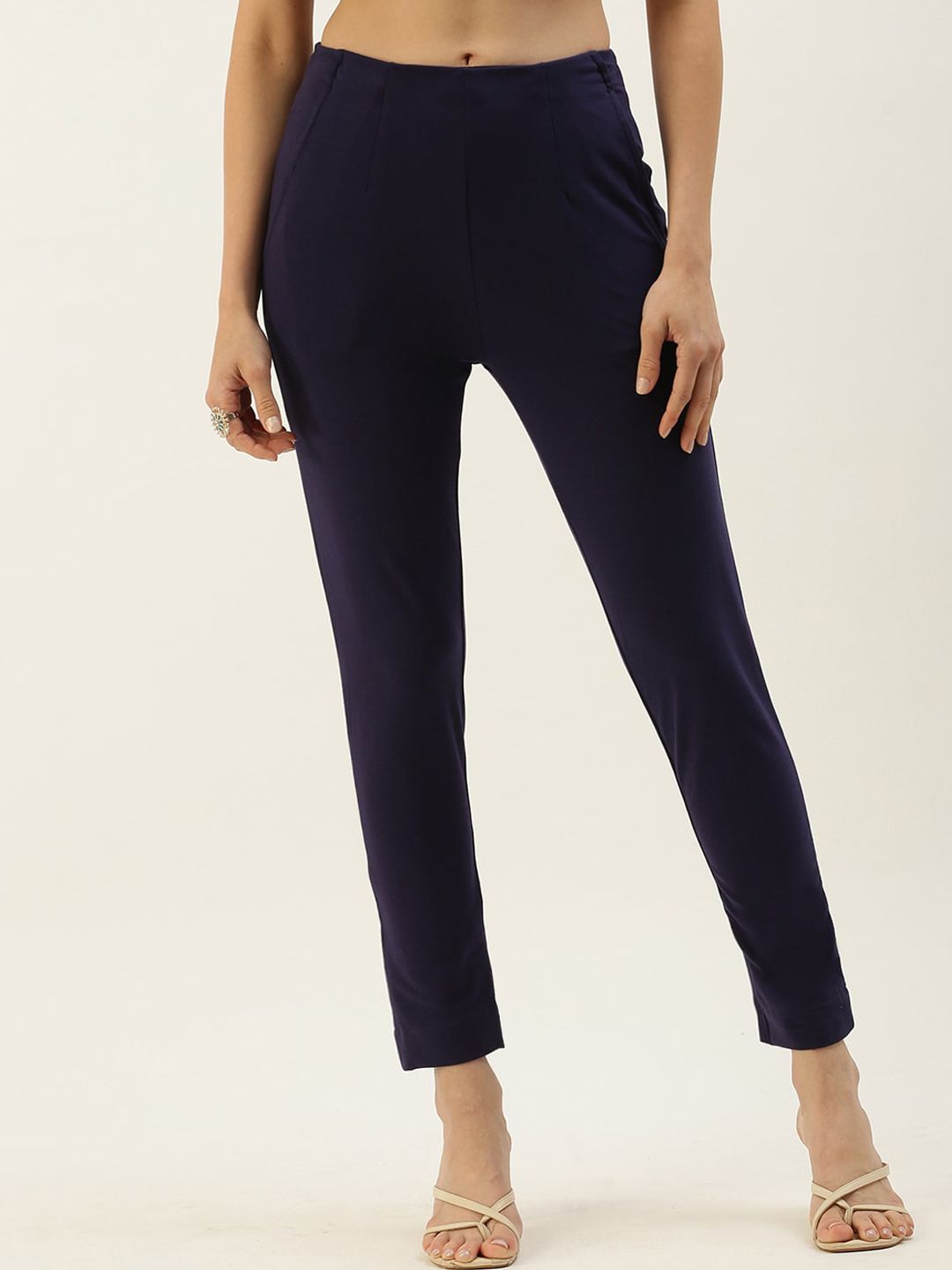 De Moza Women Slim Fit Cotton Cigarette Trousers-picture-28