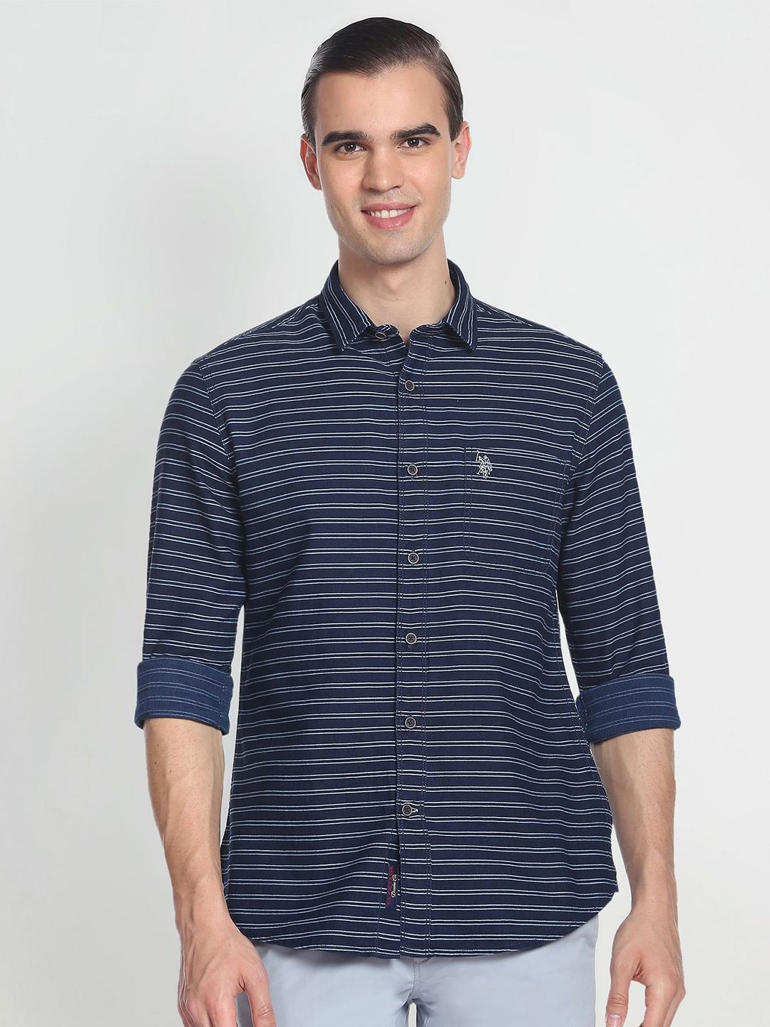 U.S. Polo Assn. Denim Co. Horizontal Stripes Pure Cotton Casual Shirt
