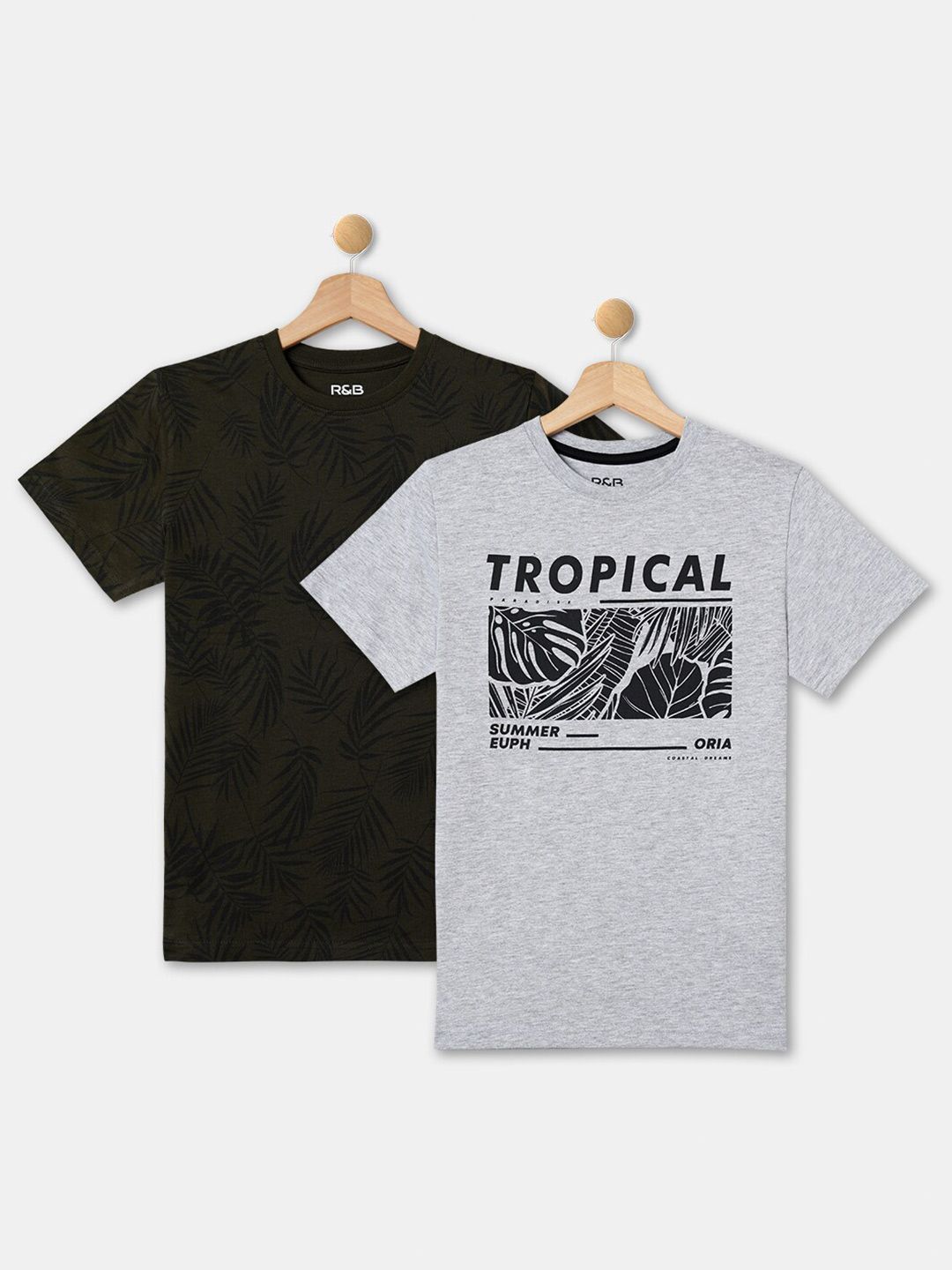 R&B Boys Pack Of 2 Typography Printed Tropical T-shirt-picture-39