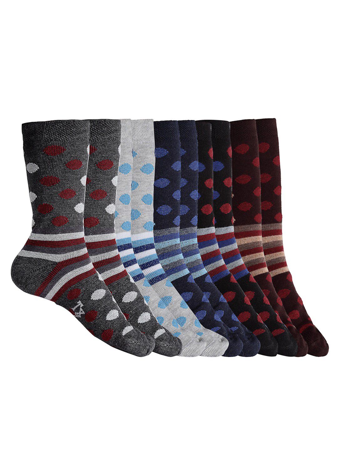 Texlon Kids Pack Of 5 Assorted Calf-Length Socks-picture-31