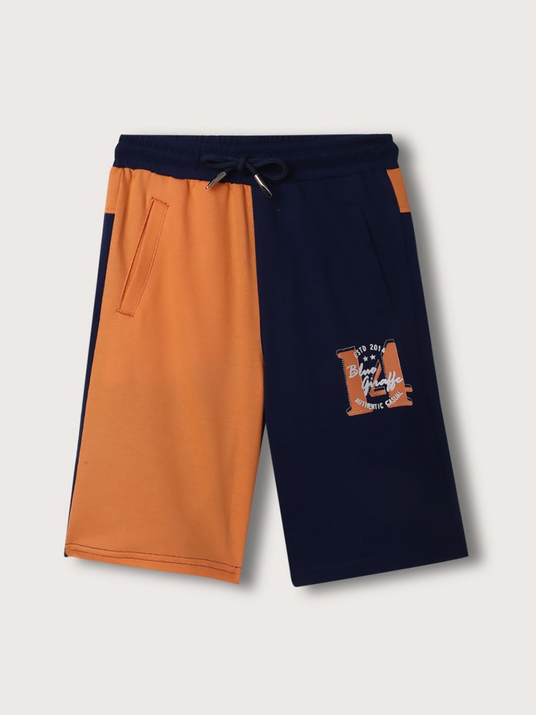 Blue Giraffe Boys Colourblocked Pure Cotton Mid-Rise Shorts-picture-14