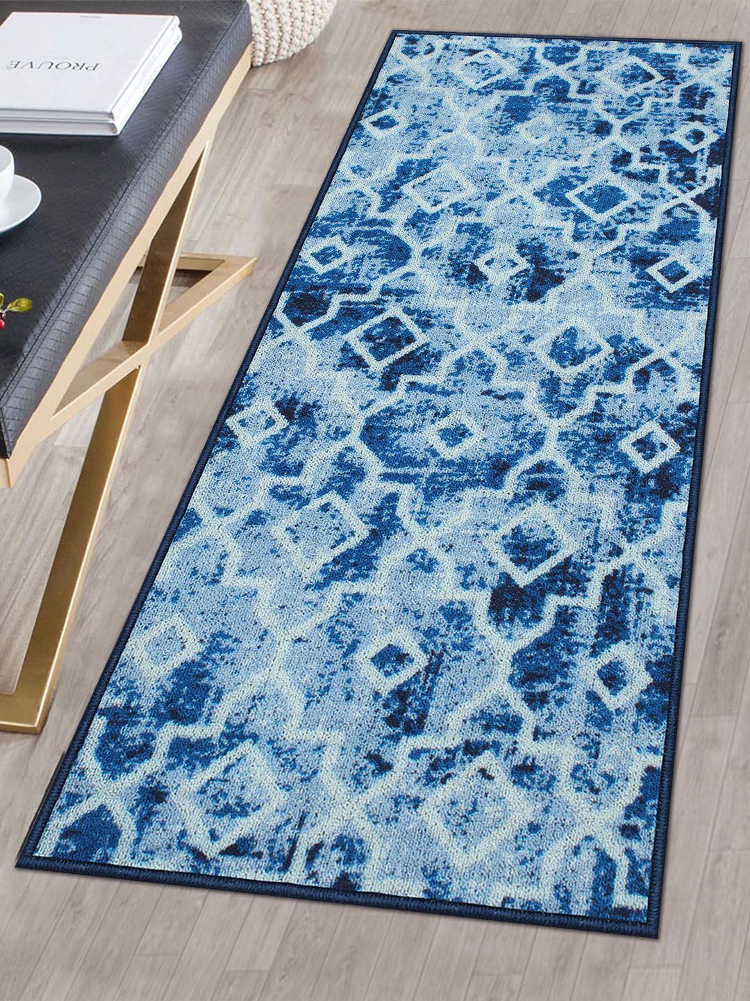 Story@home Blue & White Printed Anti-Skid Floor Carpet-image-9