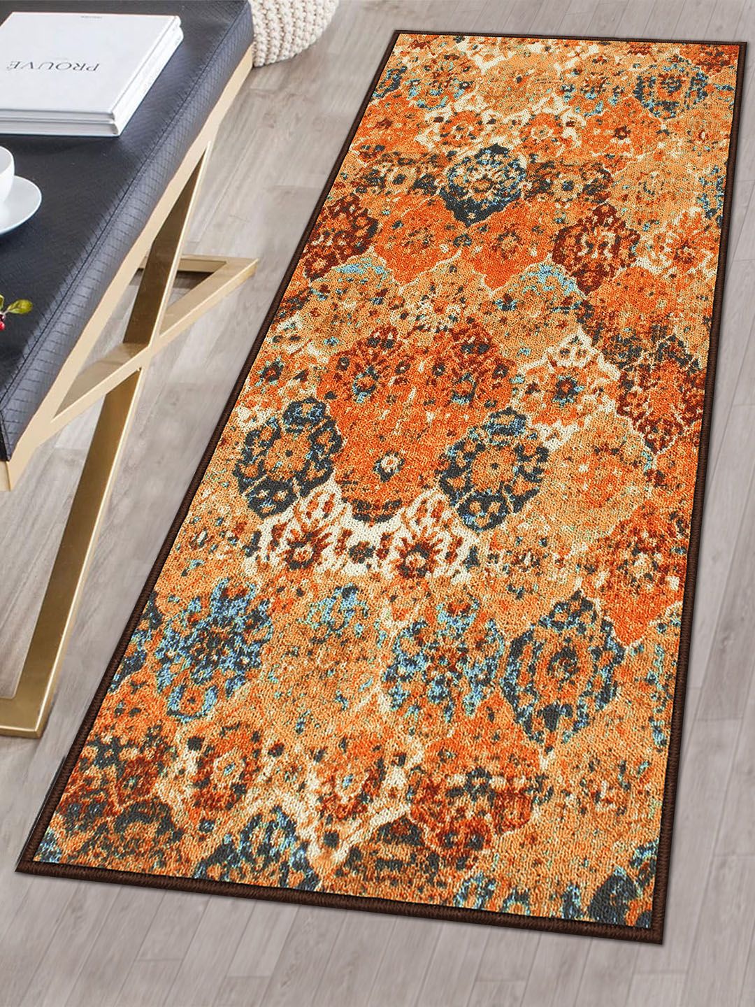 Story@home Brown & Blue Printed Anti-Skid Floor Carpet-picture-34
