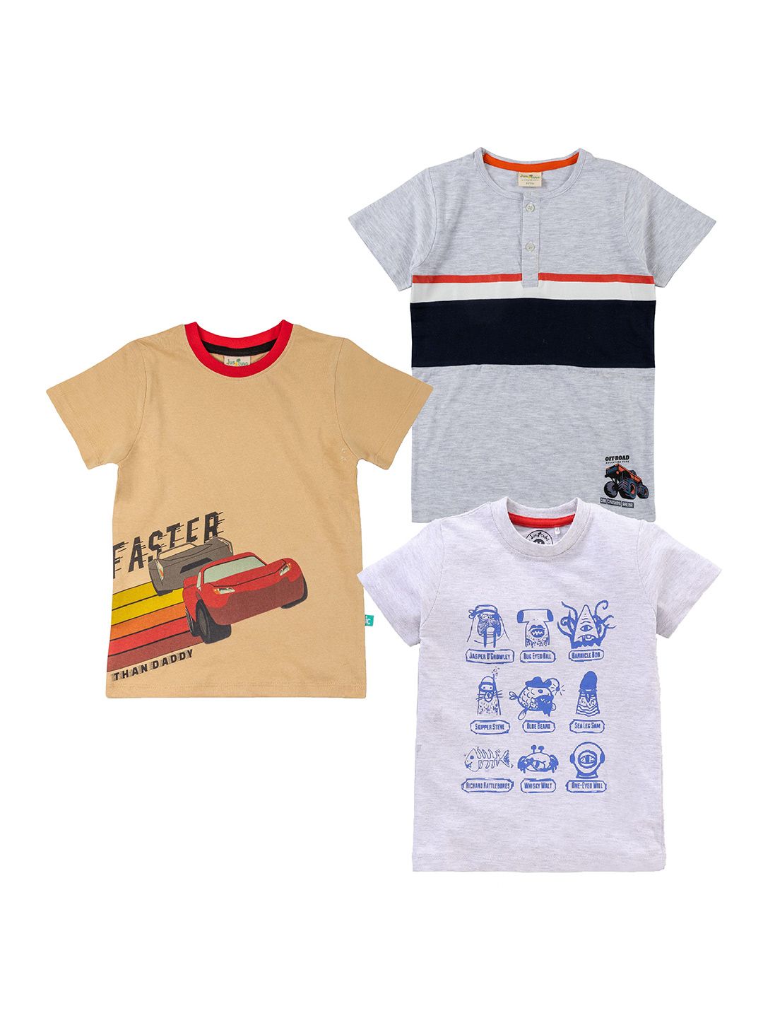 JusCubs Boys Pack Of 3 Graphic Printed T-shirt-picture-47