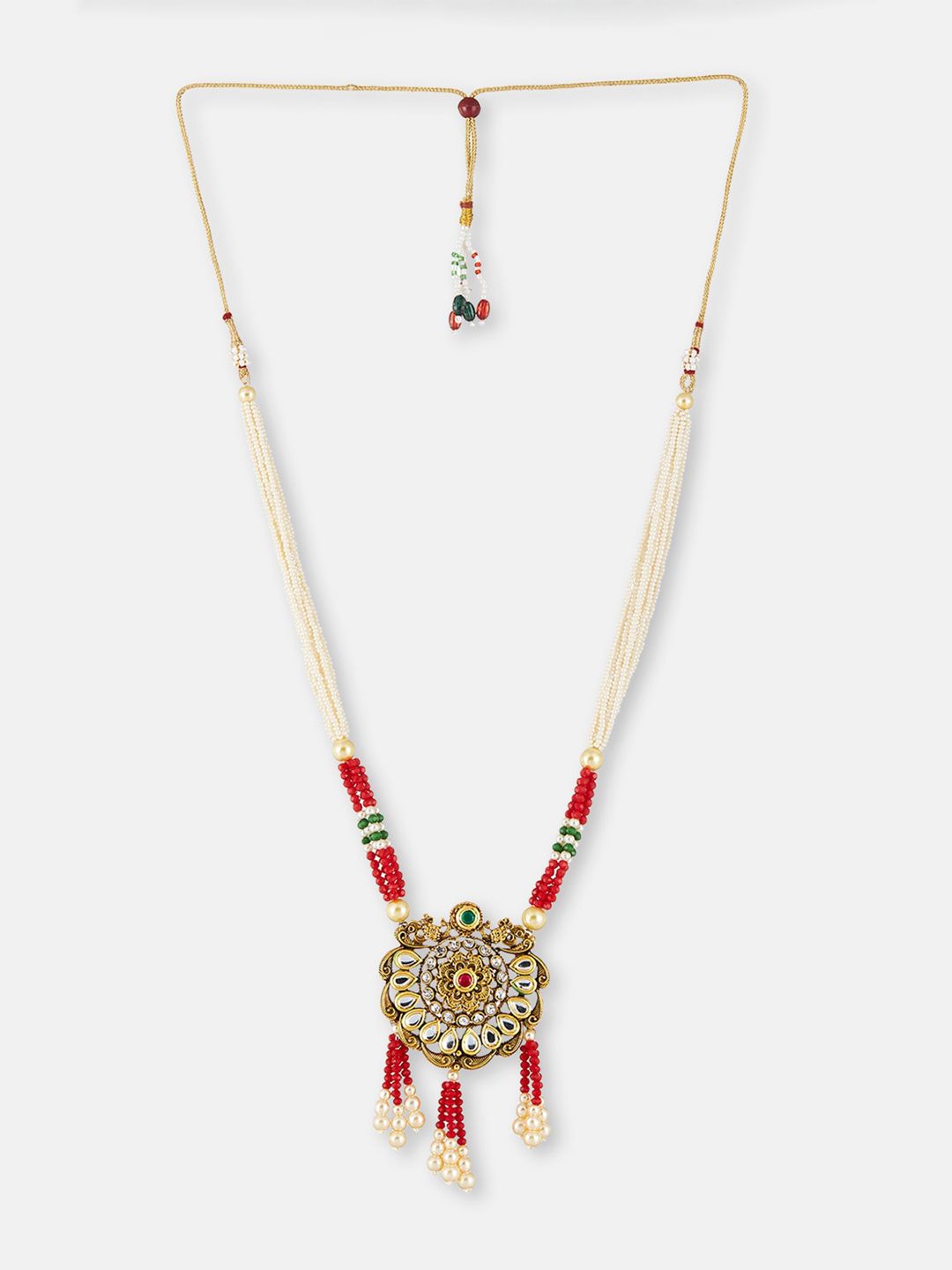 ATIBELLE Gold-Plated Kundan Studded & Beaded Necklace and Earrings