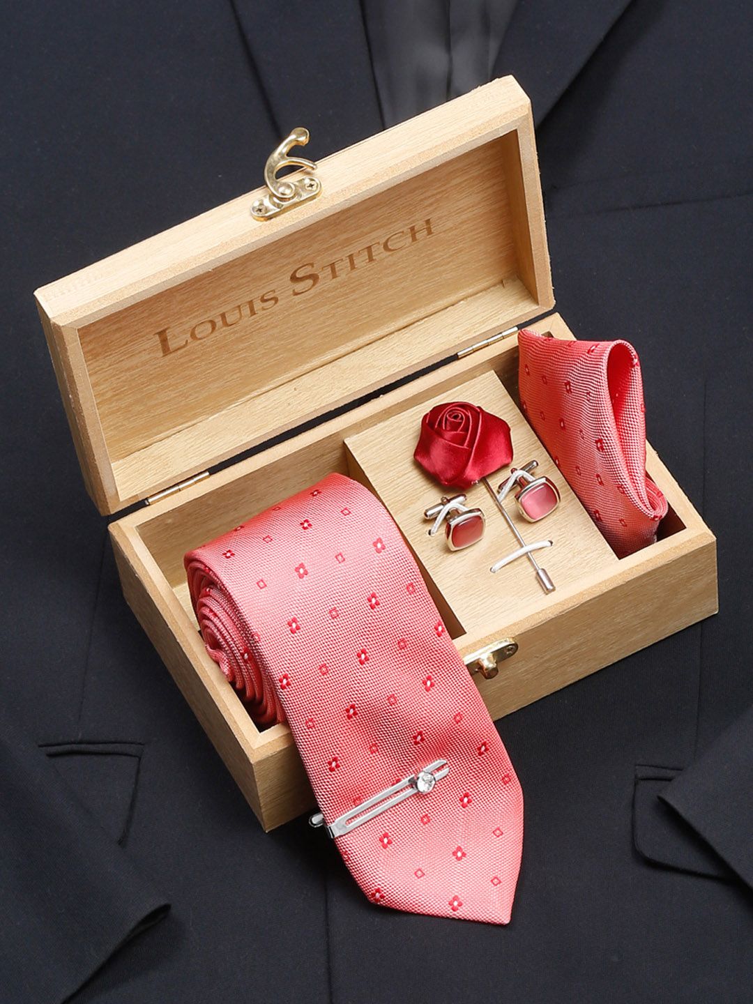 LOUIS STITCH Men Printed Silk Necktie Accessory Gift Set-picture-23