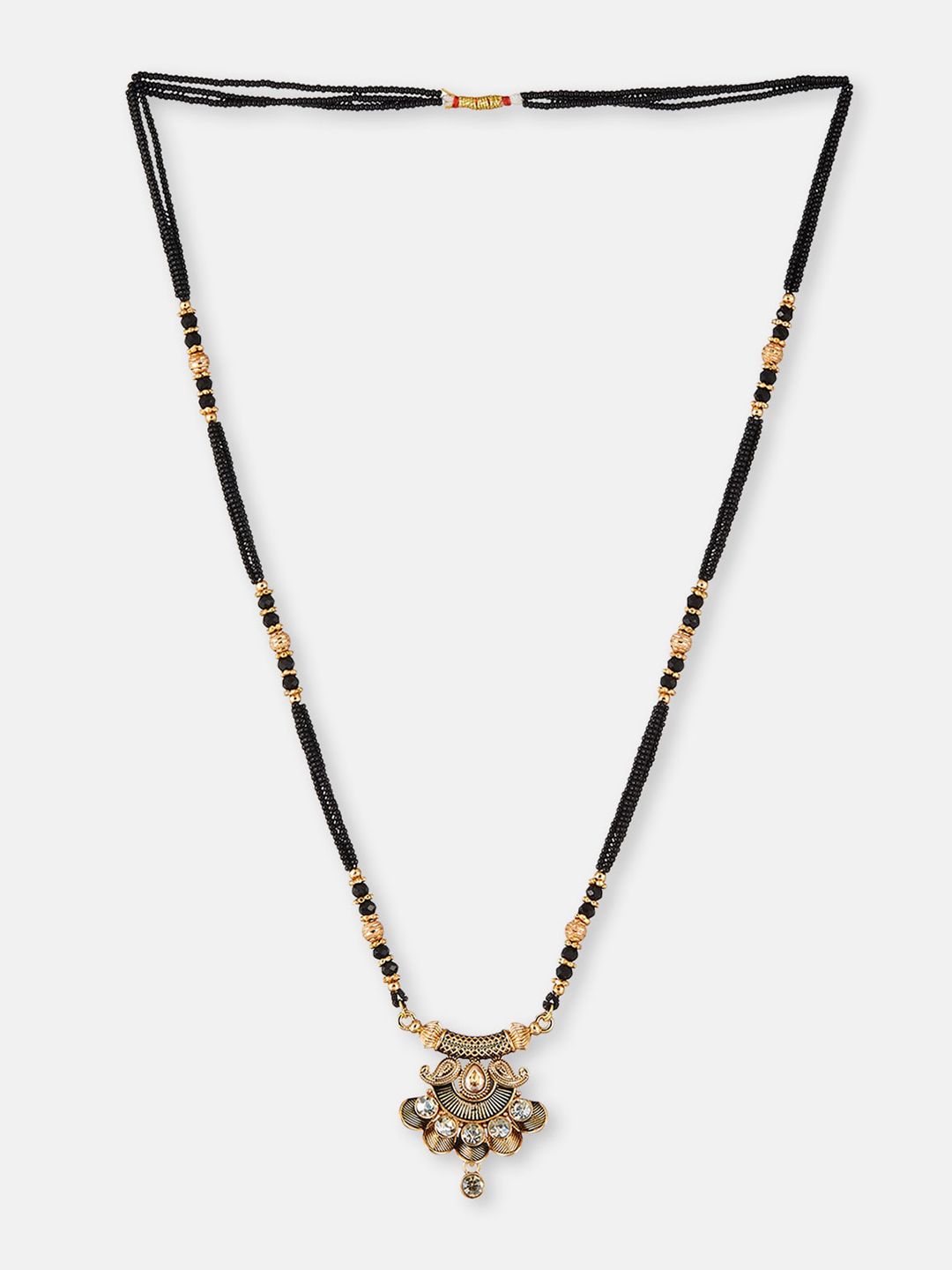 ATIBELLE Gold-Plated Stones-Studded & Beaded Mangalsutra