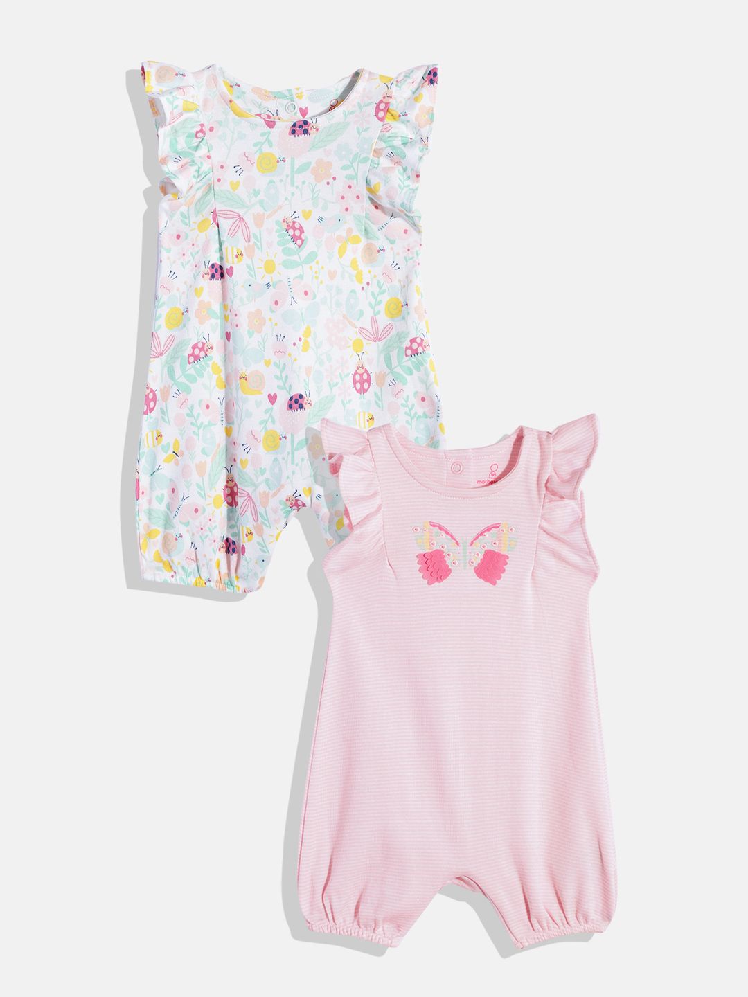 mothercare Infant Kids Pack of 2 Pure Cotton Rompers-picture-39