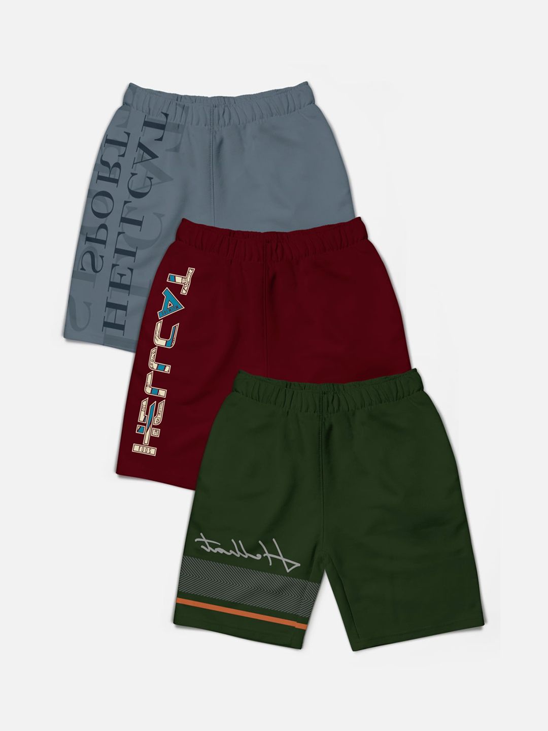 HELLCAT Boys Pack Of 3 Typography Printed Shorts-picture-41