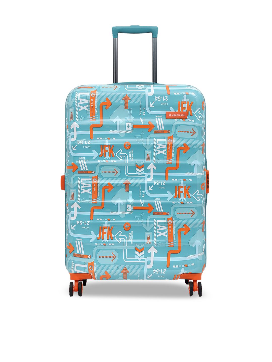 uppercase JFK Printed Hard Large Trolley Suitcase-image-33