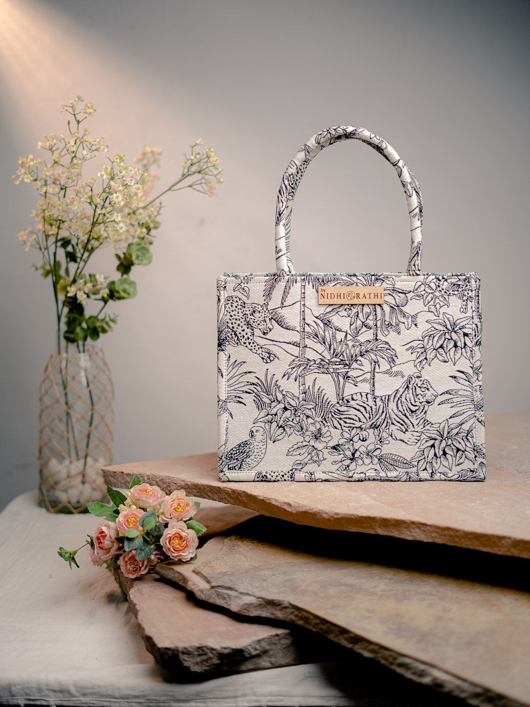 NR By Nidhi Rathi Floral Printed Structured Tote Bag-picture-36