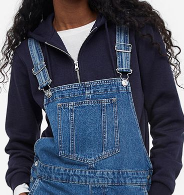 white christmas dresses Indigo Cotton Denim Pinafore Knee Length Dress 70
