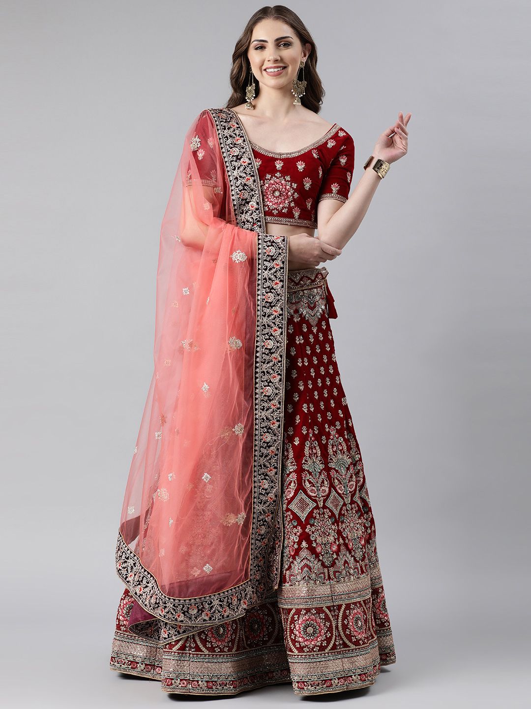flaher Embroidered Beads & Stones Net Dupatta-picture-12